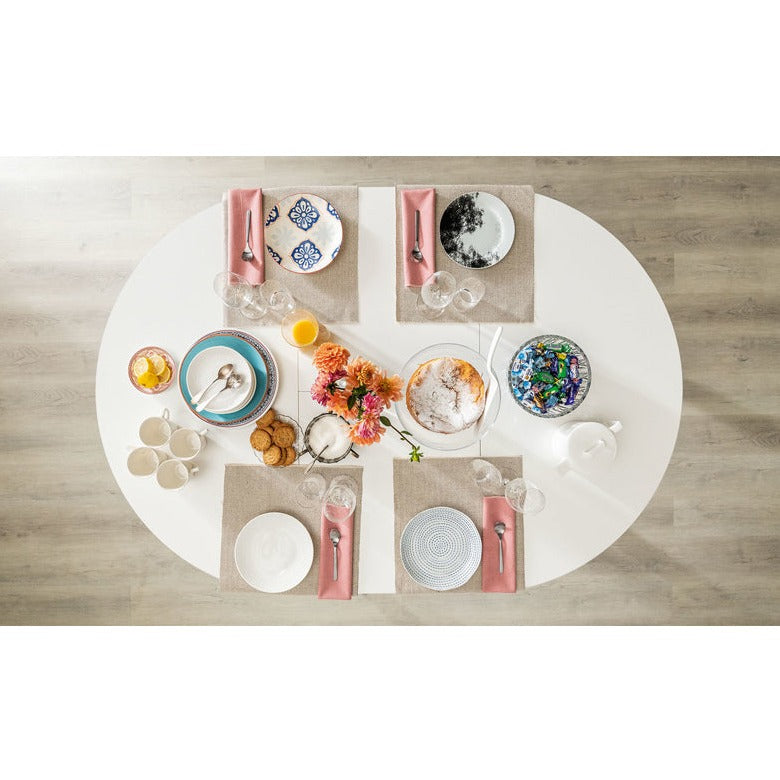 Expandable round dining table white
