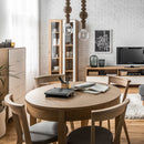 Foldable round dining table 4 to 8 seater - oak color