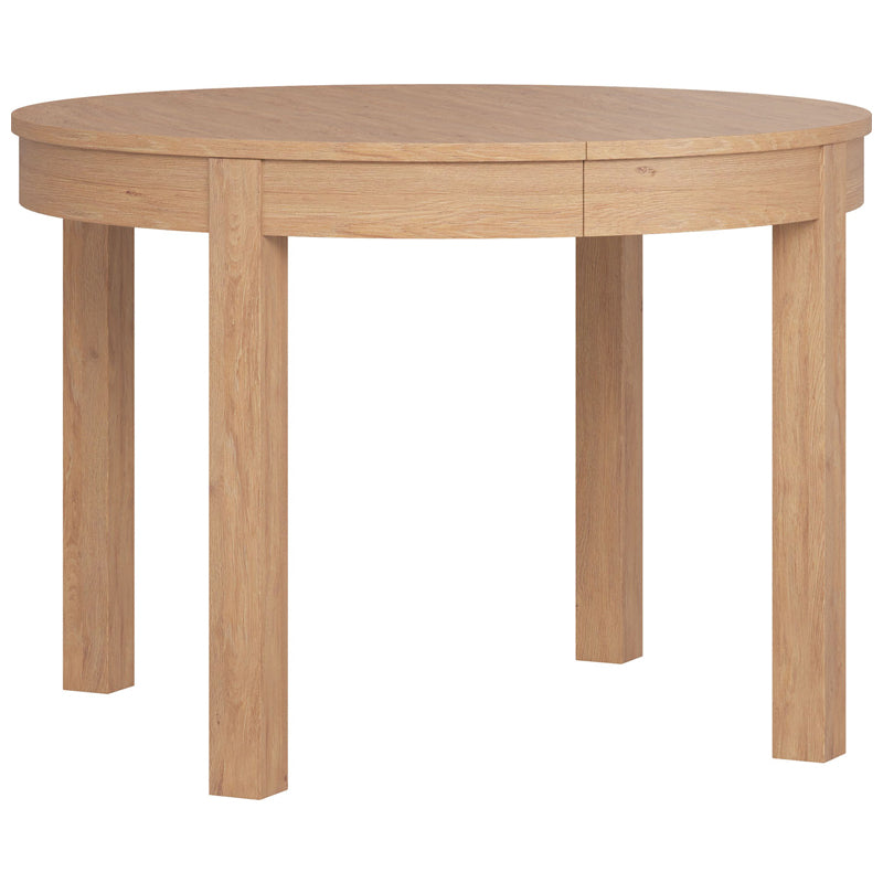 Foldable round dining table 4 to 8 seater - oak color