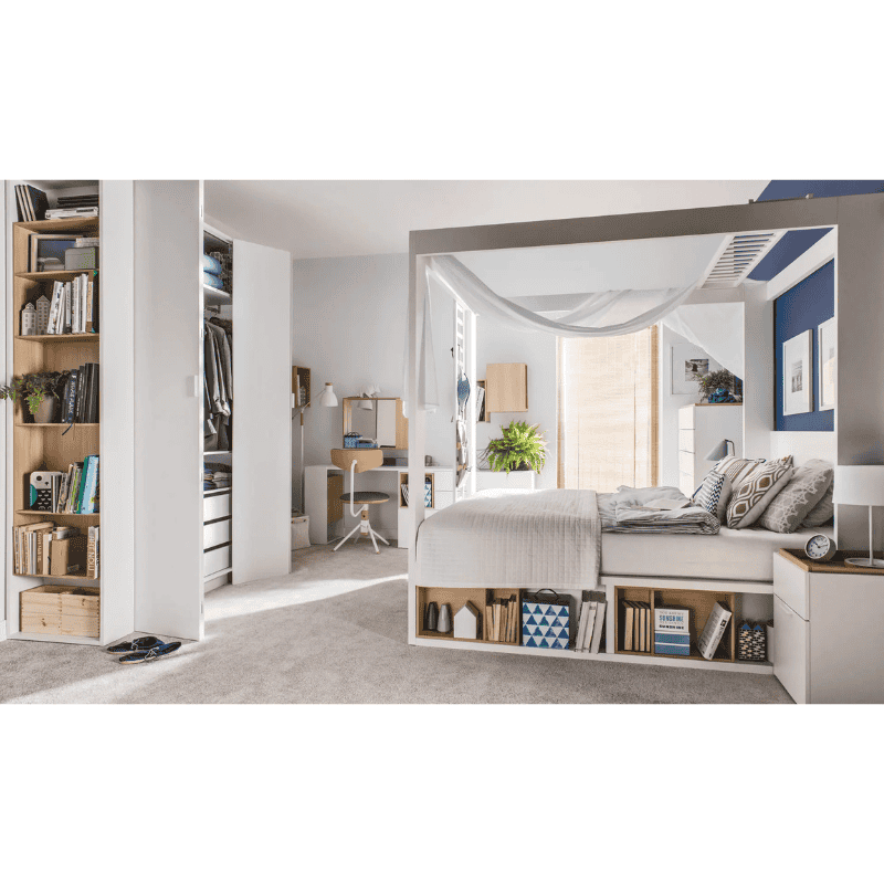 Side bookcase for 4-door wardrobe 4 you white/oak