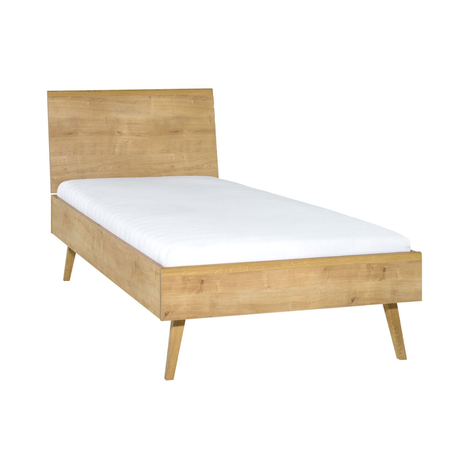 Single Bed With A Flat Headboard 90x200 - Oak Color