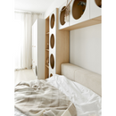 Upholstered single bed with storage - left sided