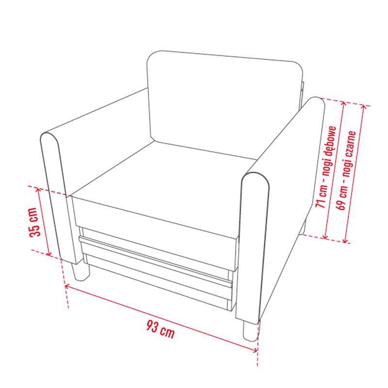 Todos Armchair with rounded armrest - green color