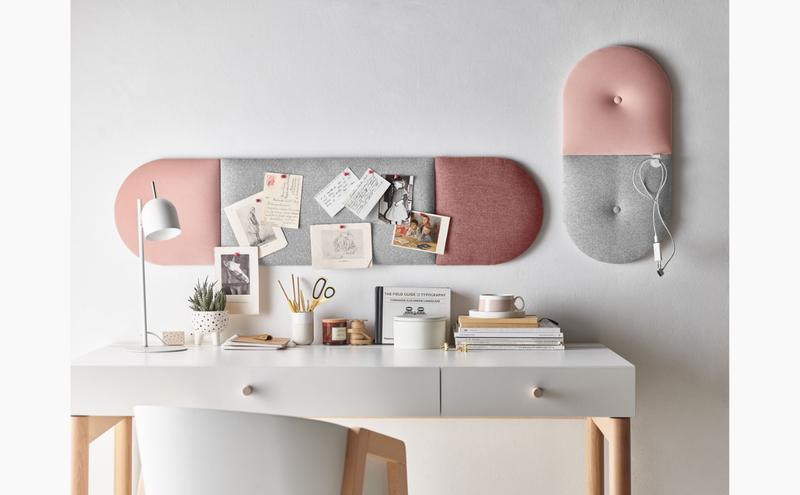 Ready Set of Upholstered Panels 120x30 - Small Grey Pink Soform Wall Panels