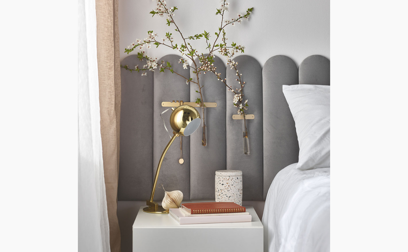 Tall Rounded Oval Upholstered Panel 15x60 - Grey Velvet Matt Soform Wall Panels