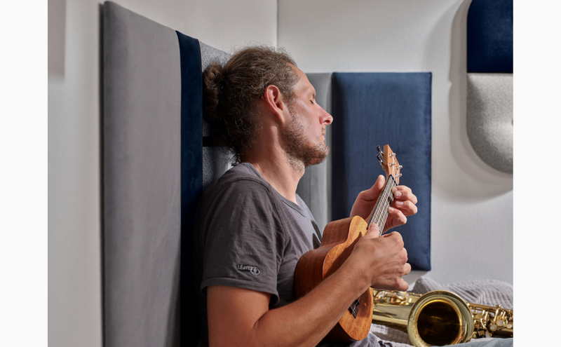 Ready Set of Upholstered Panels 180x60 - Large Grey Navy Blue Soform Wall Panels