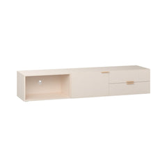 Wide TV Cabinet 180cm Wide - Sand Beige Color With Oak Handle