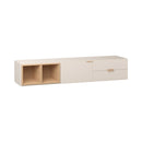 Wide TV Cabinet 180cm Wide - Sand Beige Color With Oak Handle