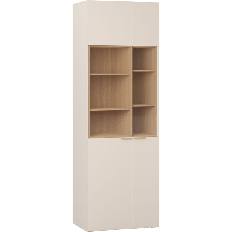 Wide Display Glass Cabinet With Backlight - Sand Beige Color