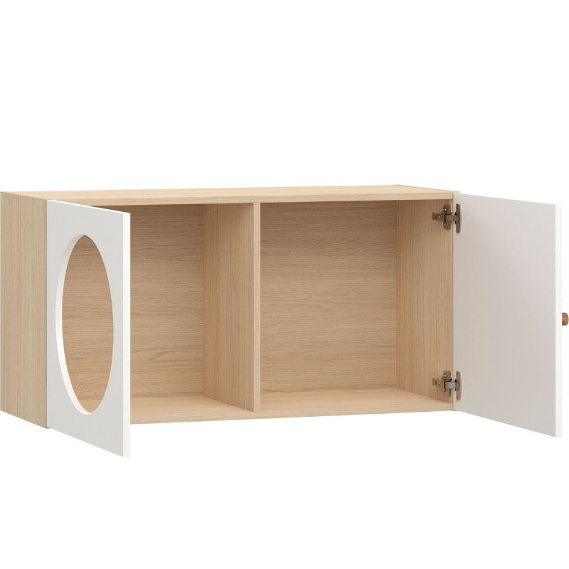 Wide wall shelf with front door arrangement 2