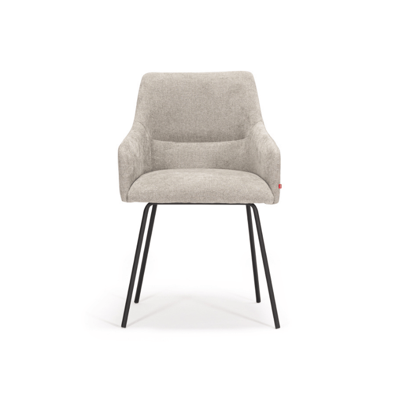 Archi Upholstered Dining Chairs - Light Grey Color With Black Legs