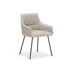 Archi Upholstered Dining Chairs - Light Grey Color With Black Legs