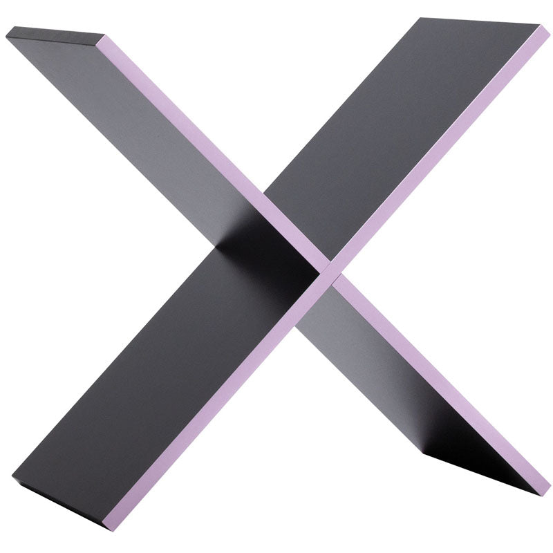 Filler for shelf - X shape with black body and pink & blue edges