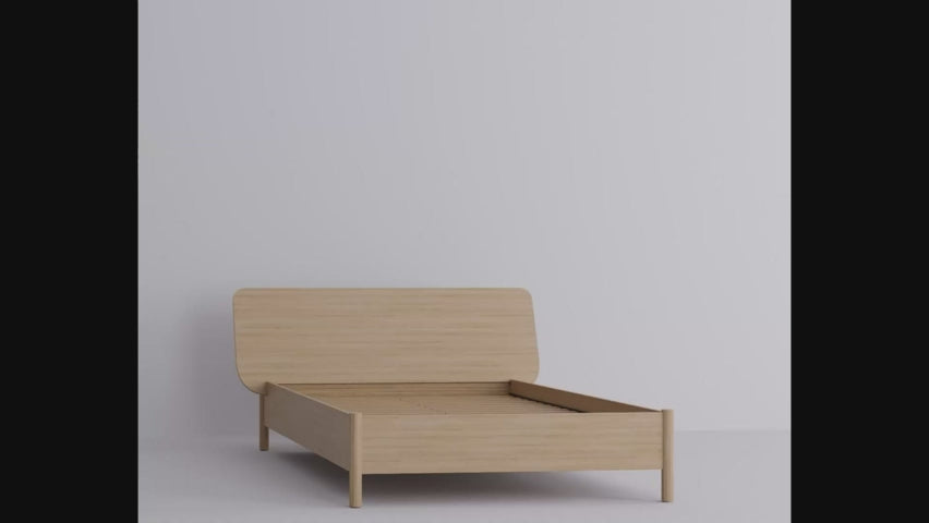Bed 120x200 With Wide Headboard - Oak Light Color