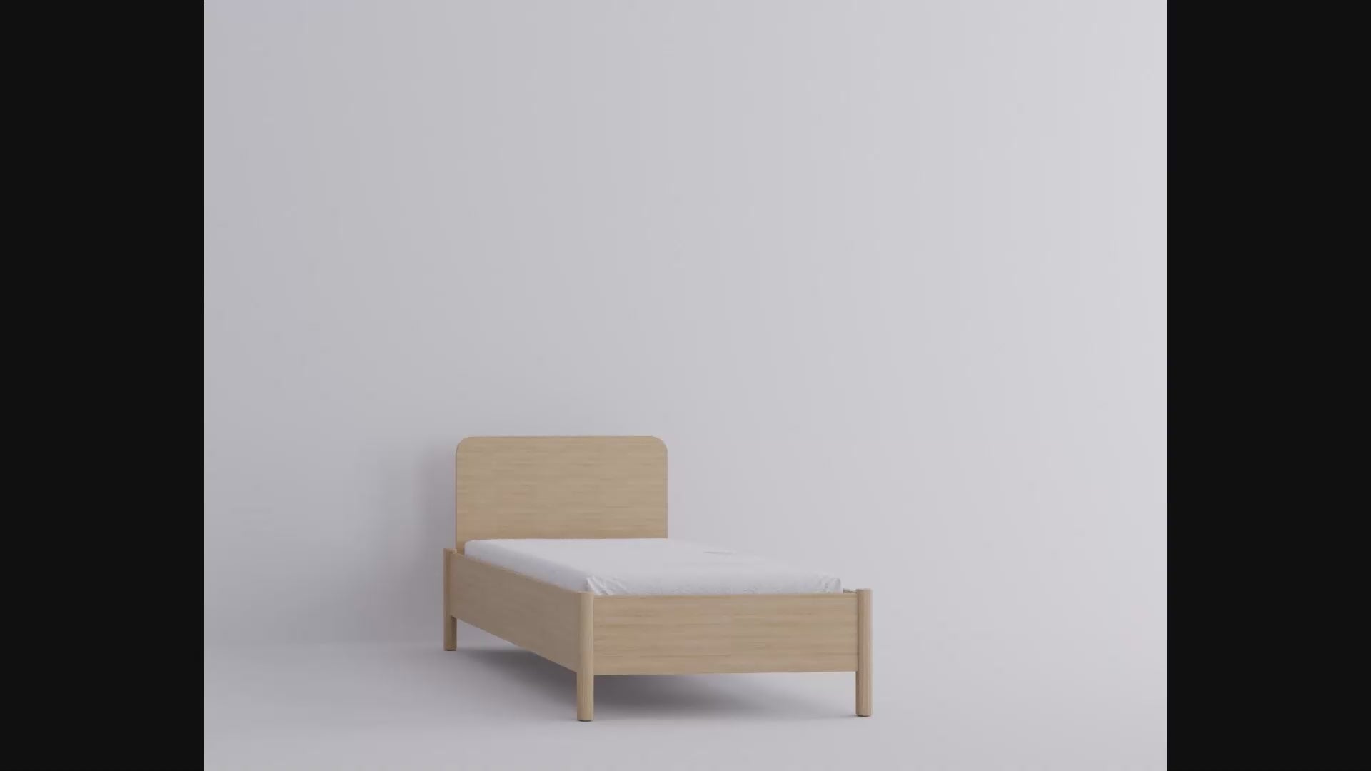 90x200 Single Bed With Straight Headboard - Oak Color