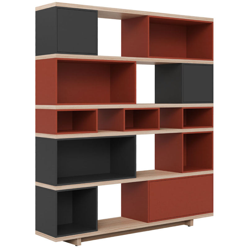 Bookcase 138cm wide-terracotta graphite