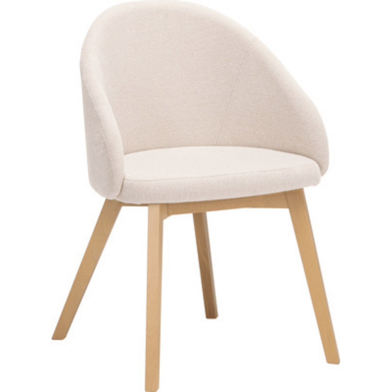 Onest Upholstered Dining Chair - Sand Beige & Beech Wood
