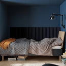 Tall Rectangular upholstered panel - Black Velvet Matt - VOX Furniture UAE