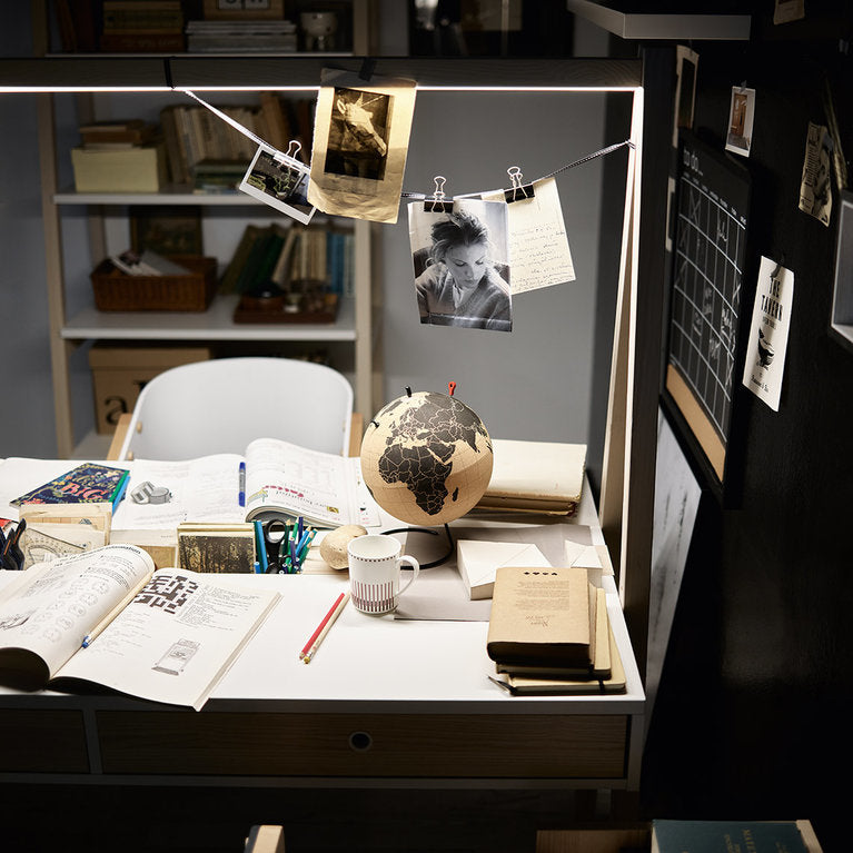 Double sided desk with light