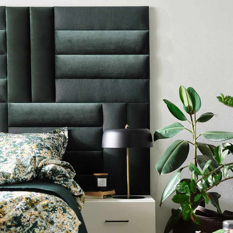 Tall Rectangular upholstered panel - Bottle Green velvet shiny - VOX Furniture UAE