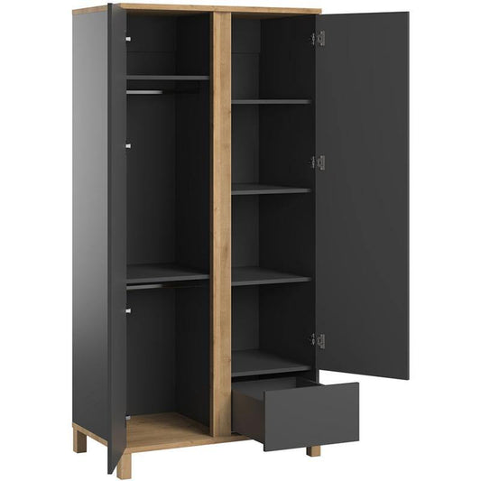 2 Door Wardrobe - Graphite - Voxfurniture.ae