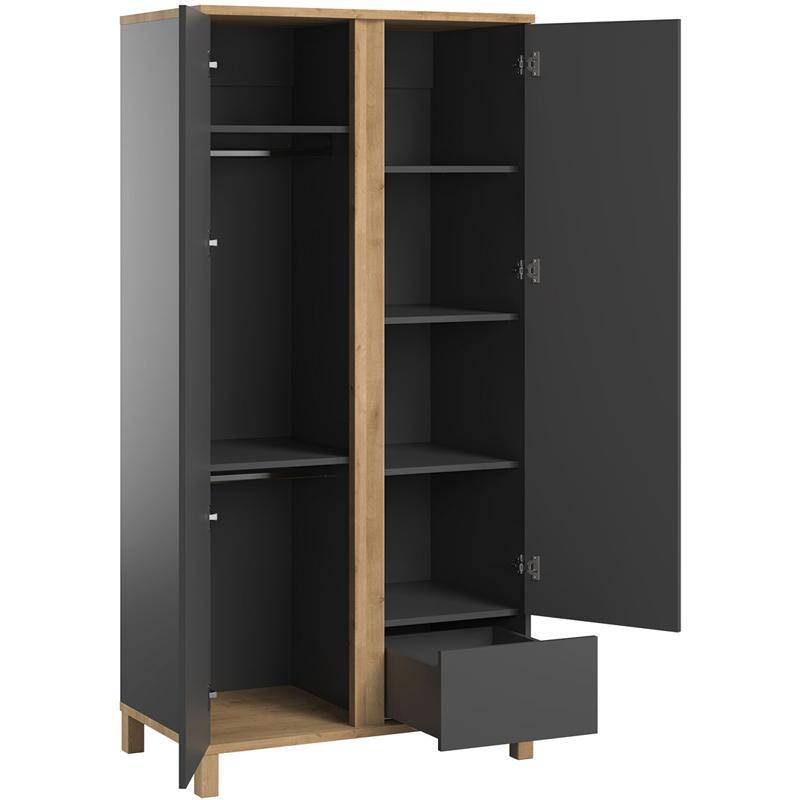 2 Door Wardrobe - Graphite - Voxfurniture.ae