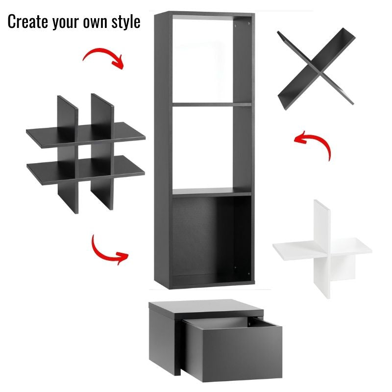 Shelf - black & white - VOX Furniture UAE