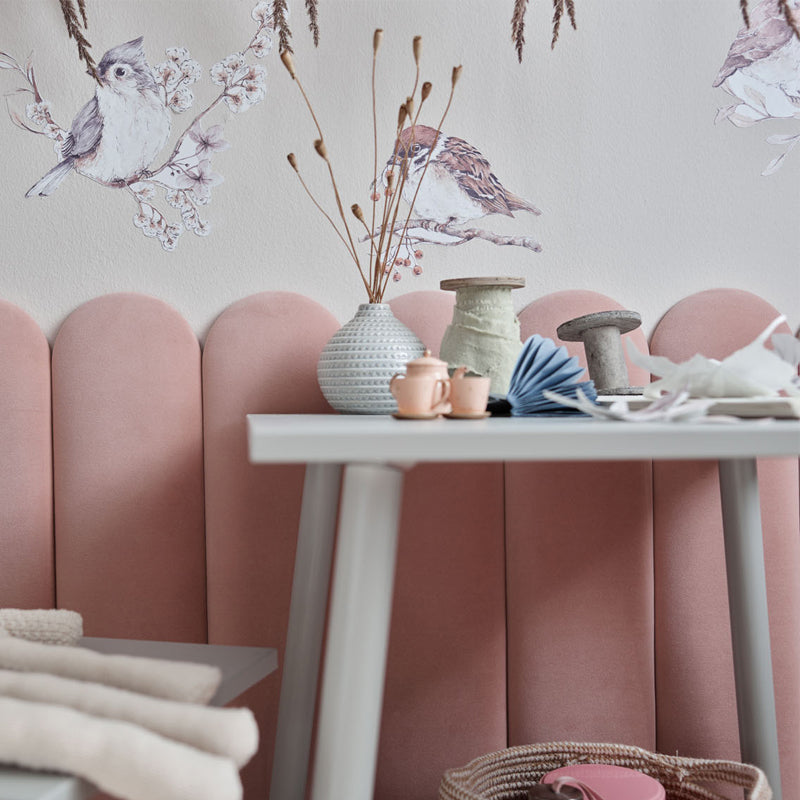 Readymade set of 10 Oval Panels – Soform Light Pink Velvet Matt 60x15 - VOX Furniture UAE