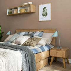 Bedside Table With One Drawer - Oak Color