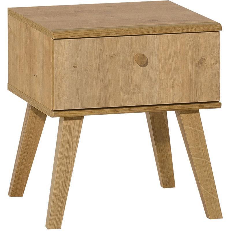 Bedside Table With One Drawer - Oak Color