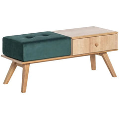 Bench With A Drawer And Cushion - Oak Color