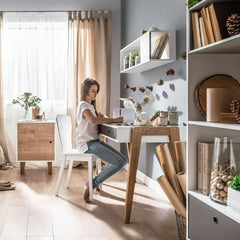 Study Desk 120 cm Wide For Students And Home Offices - White & Oak Color