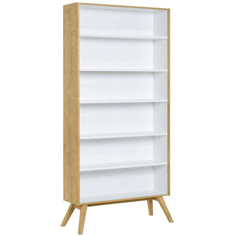 Wide Open Bookcase - Oak & White Color