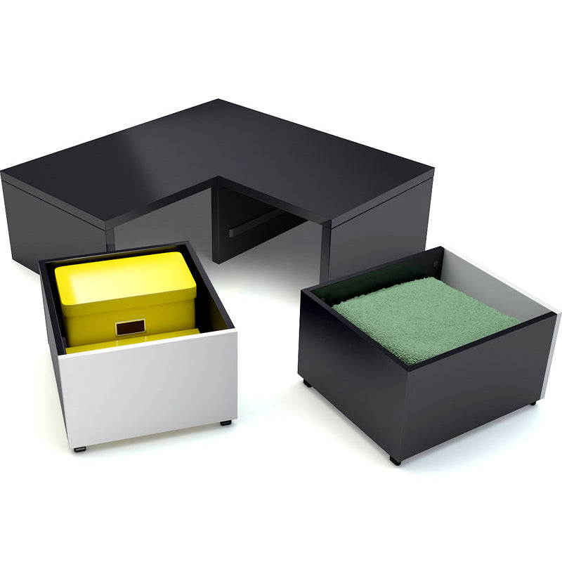 Corner platform with drawers - black/ white - VOX Furniture UAE