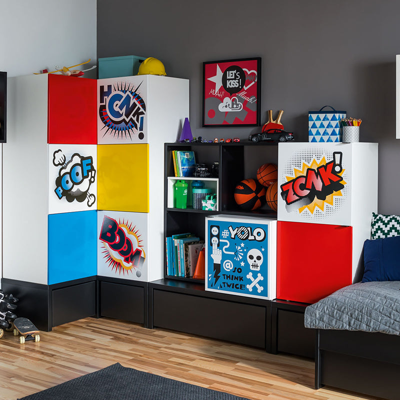 Corner platform with drawers - black/ white - VOX Furniture UAE