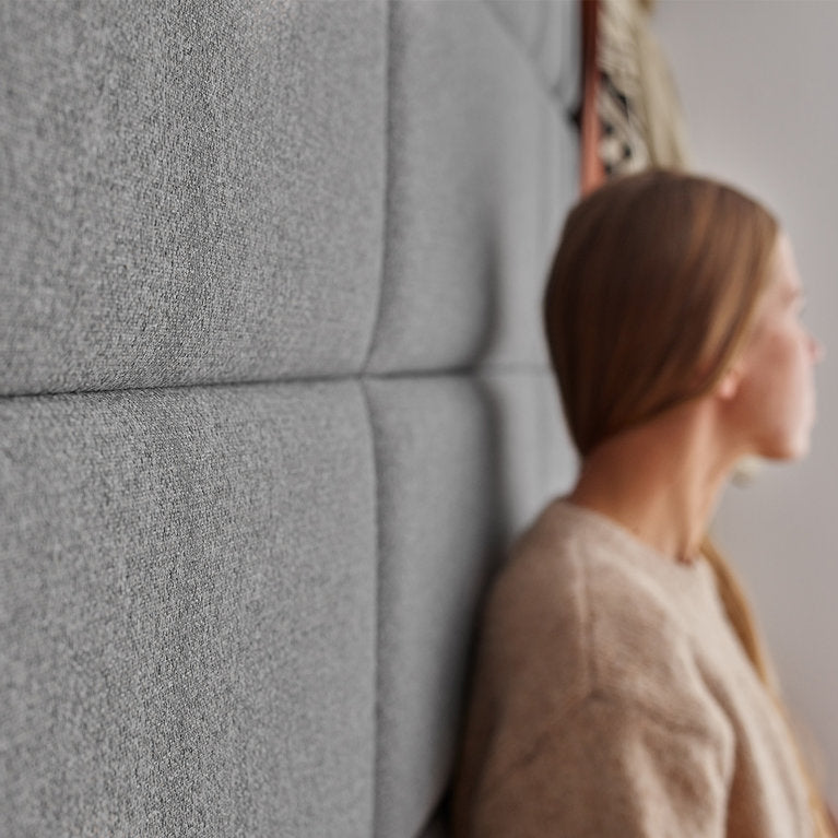 Wide Rectangular upholstered panel - Beige tweed - VOX Furniture UAE